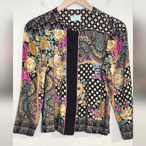 VTG Lady Carol Petites of New York Jacket Women's Small Petite Patchwork Pattern